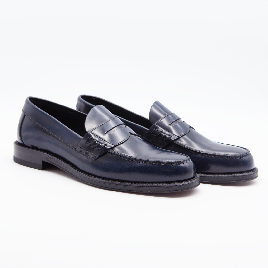 Figini- Blue Abrasive leather Calfskin College-style Loafer, leather sole