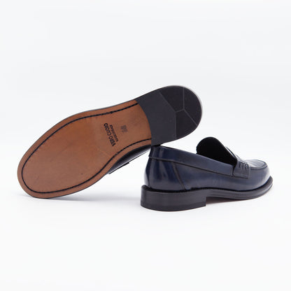 Figini- Blue Abrasive leather Calfskin College-style Loafer, leather sole