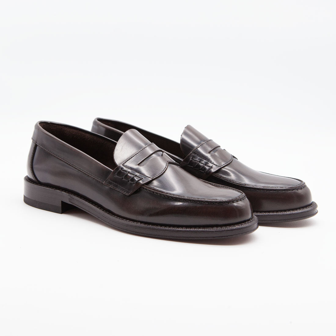 Figini- Dark Brown Abrasive leather College-style Loafer, leather outsole