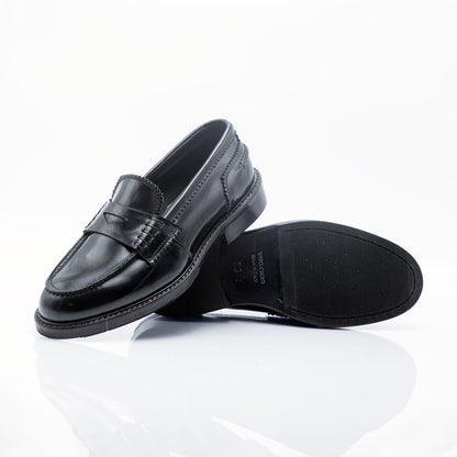 Figini - Black College Loafer in Abrasive leather