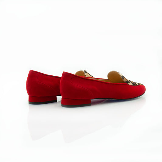 Figini - Heart Moccasins with 2 cm heel in red suede