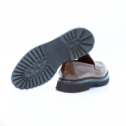 Figini- Brown calf Leather Loafer with extraligh sole