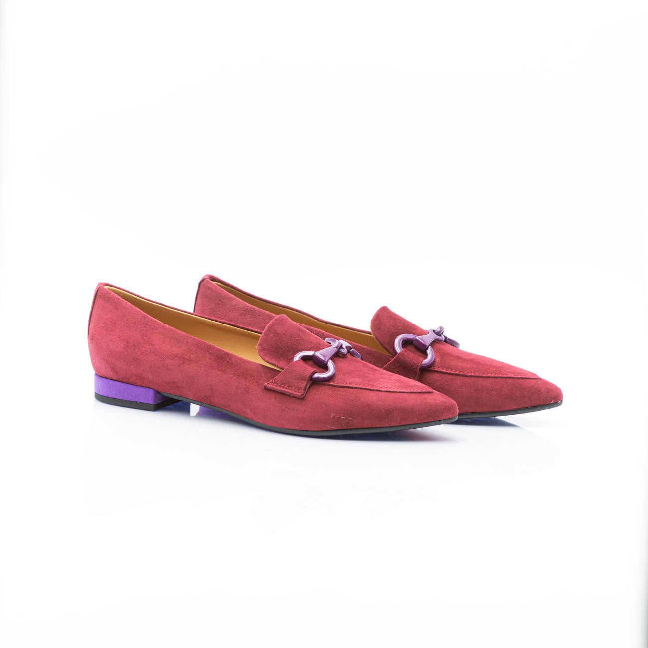 Figini- Burgandy Pointy Loafer with Purple buckle