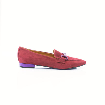 Figini- Burgandy Pointy Loafer with Purple buckle