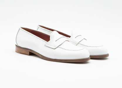 Figini - White Patent Tan Sole College Loafers