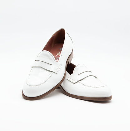 Figini - White Patent Tan Sole College Loafers