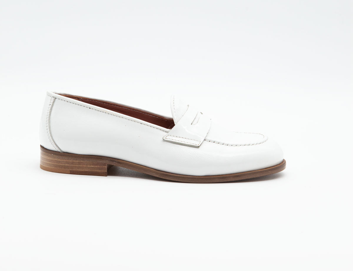 Figini - White Patent Tan Sole College Loafers