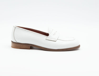 Figini - White Patent Tan Sole College Loafers
