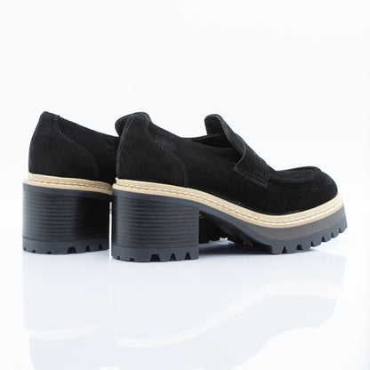 Figini- Black Chunky Loafers with 6 cm Heel