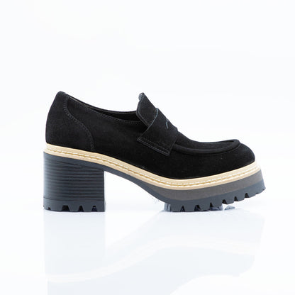 Figini- Black Chunky Loafers with 6 cm Heel