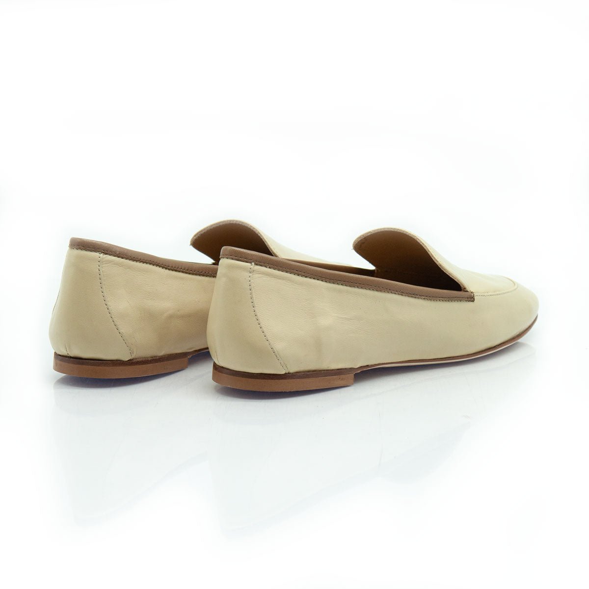 Mocassini Bicolori con Suola Cuoio in Nappa Beige e Taupe - Figini Milano