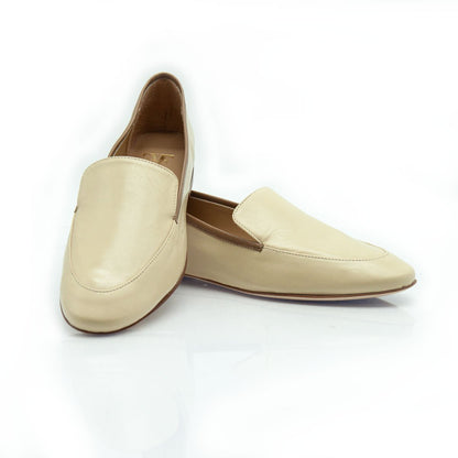 Mocassini Bicolori con Suola Cuoio in Nappa Beige e Taupe - Figini Milano