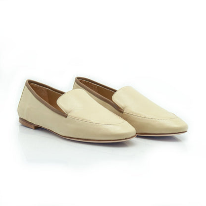 Mocassini Bicolori con Suola Cuoio in Nappa Beige e Taupe - Figini Milano