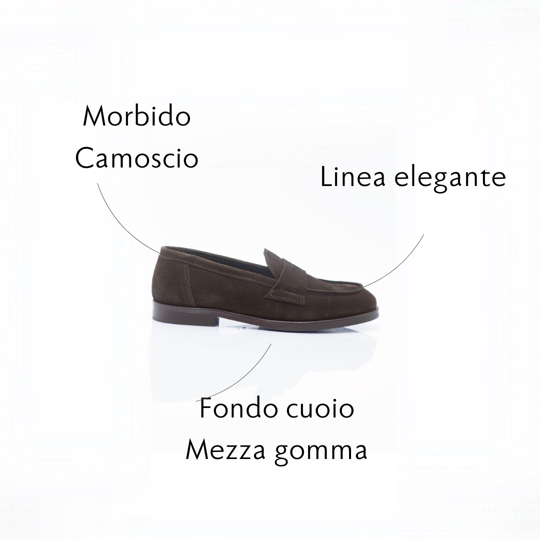 Figini - Dark Brown Suede College- style Loafer