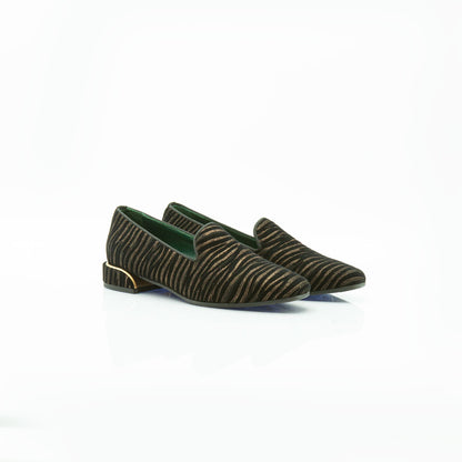 Figini - Slip-on con tacco 3 cm in Camoscio zebrato Nero