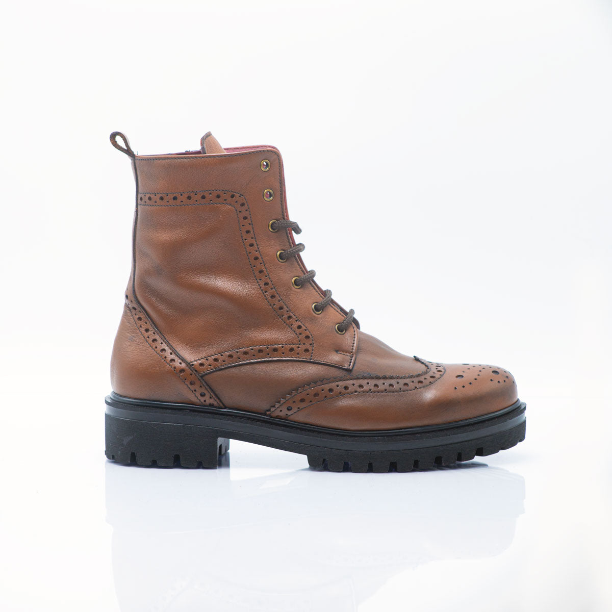 Figini - Brown leather Lace-up Brogue ankle Boots