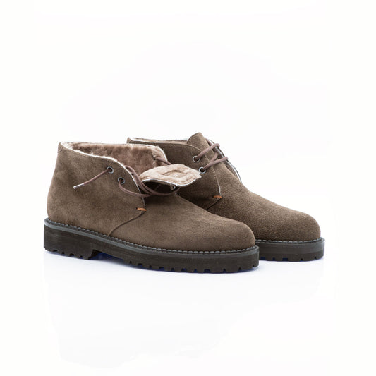 Figini- Brown Lace-up Botts with Real Fur lining