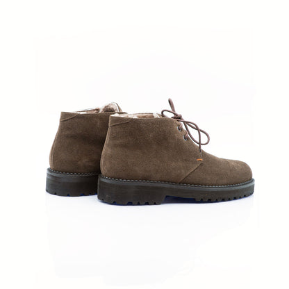 Figini- Brown Lace-up Botts with Real Fur lining