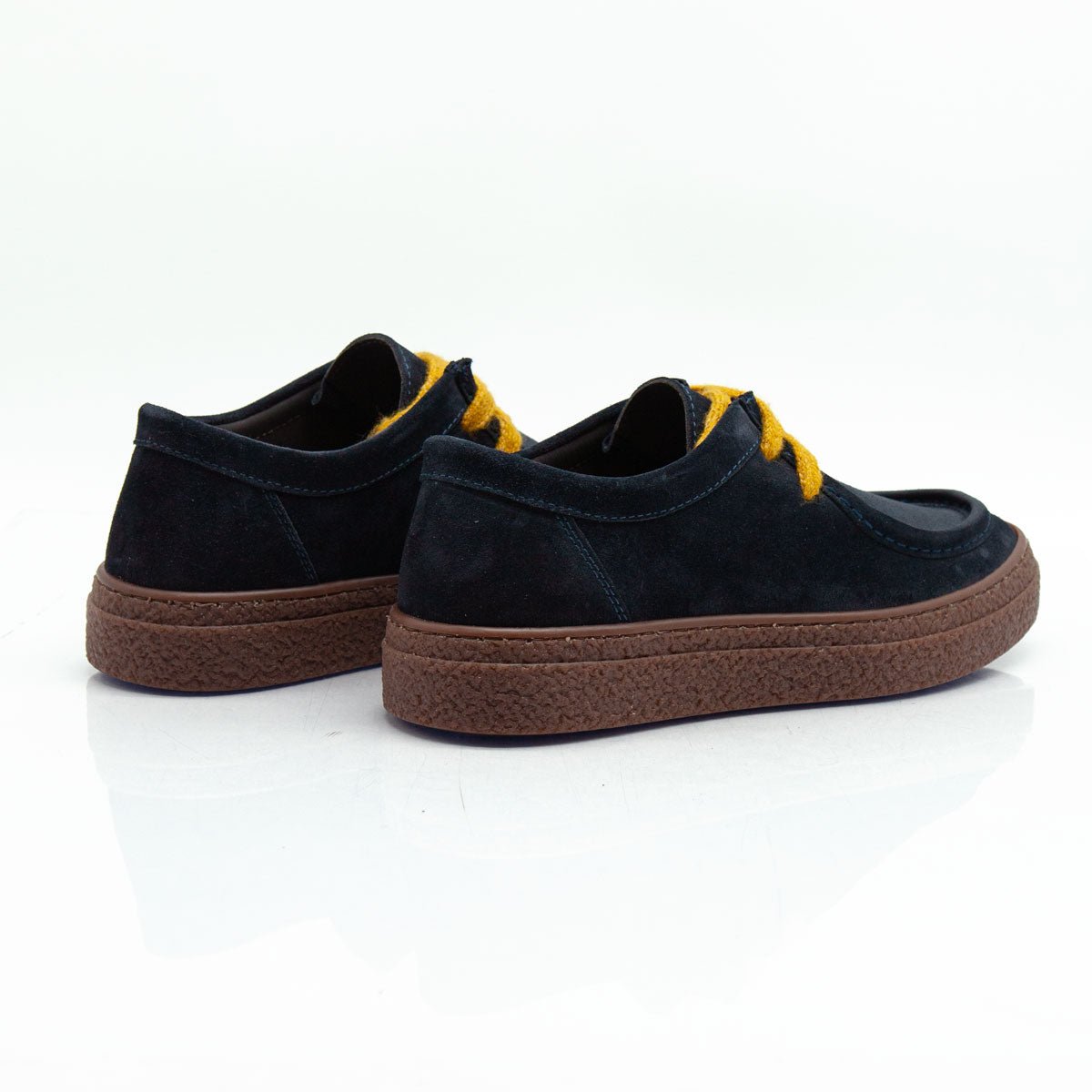 Re Blu - Mocassini Sneakers in camoscio ingrassato blu - Figini Milano