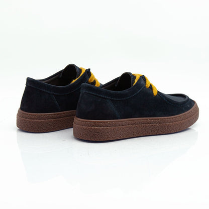 Re Blu - Mocassini Sneakers in camoscio ingrassato blu - Figini Milano