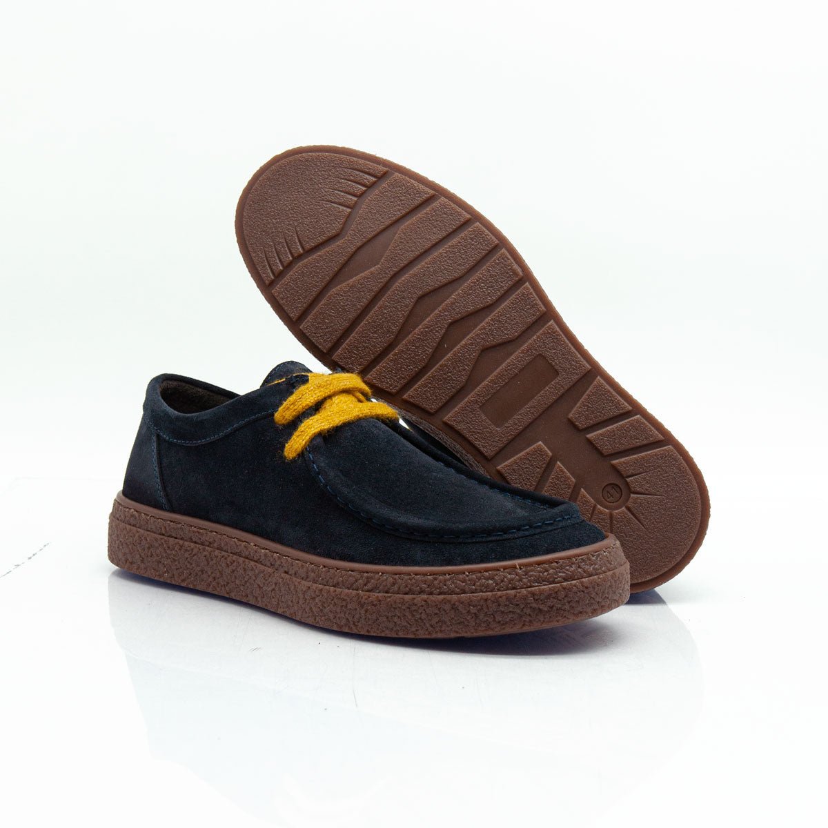 Re Blu - Mocassini Sneakers in camoscio ingrassato blu - Figini Milano