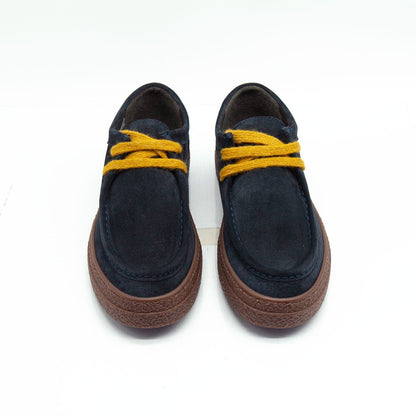 Re Blu - Mocassini Sneakers in camoscio ingrassato blu - Figini Milano