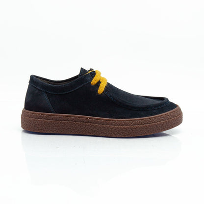 Re Blu - Mocassini Sneakers in camoscio ingrassato blu - Figini Milano