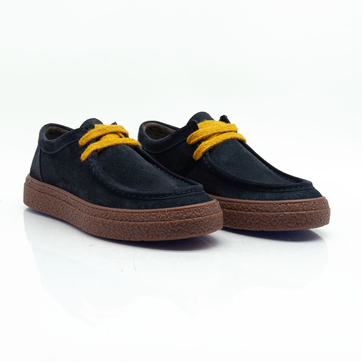 Re Blu - Mocassini Sneakers in camoscio ingrassato blu - Figini Milano