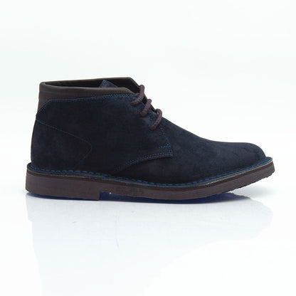 Re Blu - Polacchi Desert Boots in camoscio ingrassato blu - Figini Milano