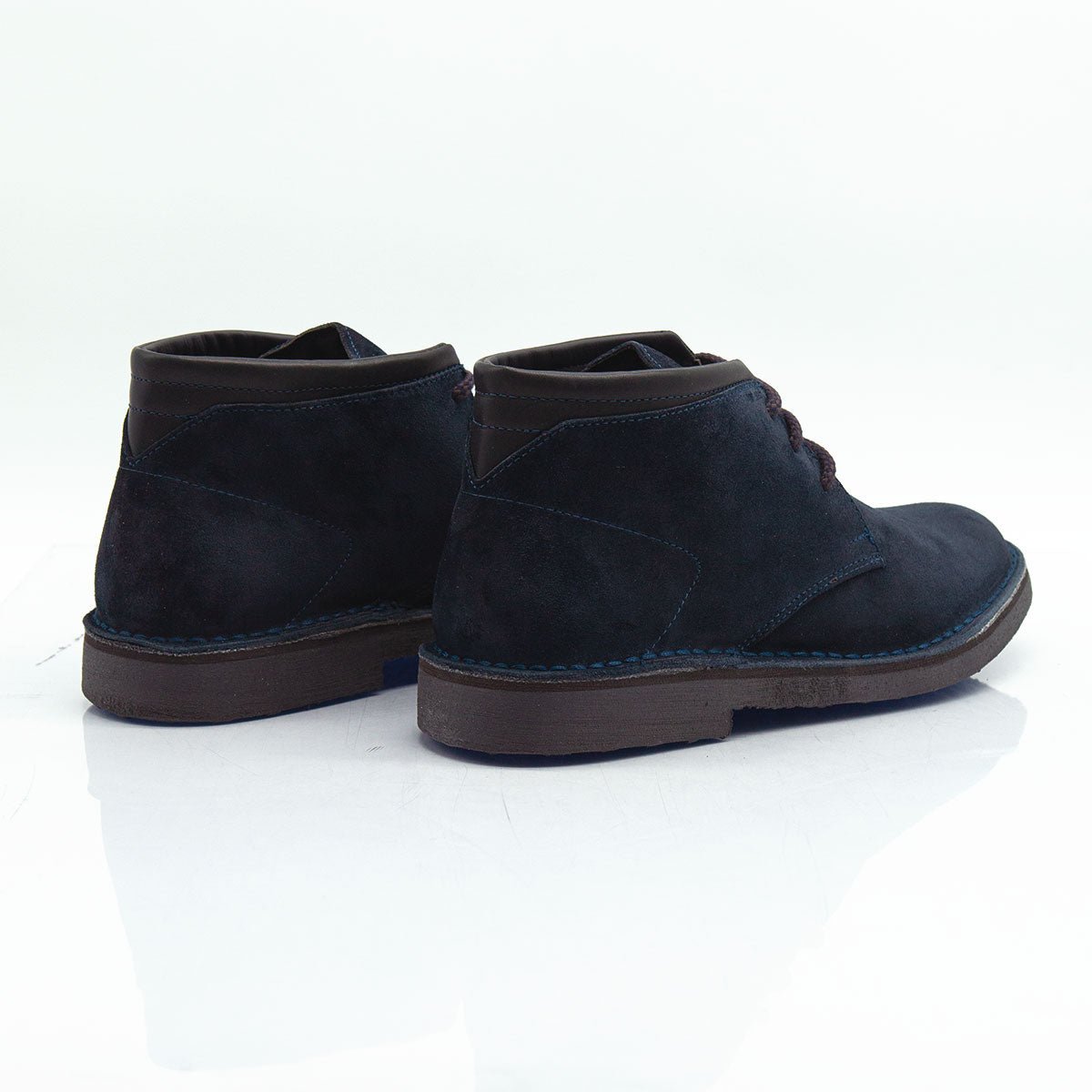 Re Blu - Polacchi Desert Boots in camoscio ingrassato blu - Figini Milano