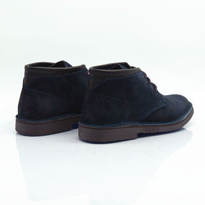 Re Blu - Polacchi Desert Boots in camoscio ingrassato blu - Figini Milano