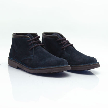 Re Blu - Polacchi Desert Boots in camoscio ingrassato blu - Figini Milano