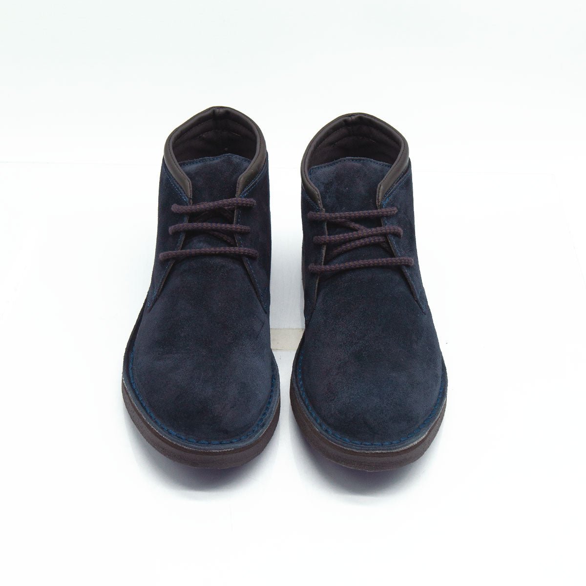 Re Blu - Polacchi Desert Boots in camoscio ingrassato blu - Figini Milano