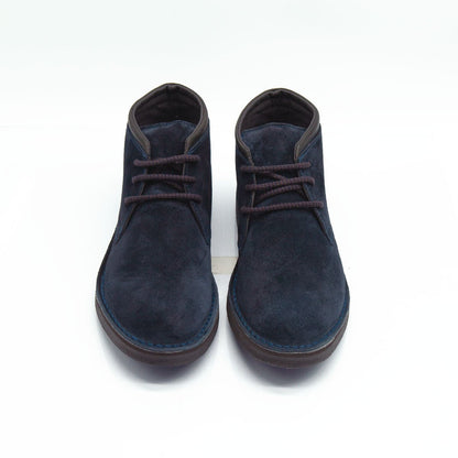 Re Blu - Polacchi Desert Boots in camoscio ingrassato blu - Figini Milano