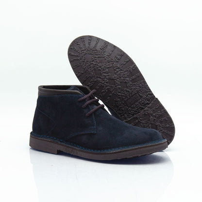 Re Blu - Polacchi Desert Boots in camoscio ingrassato blu - Figini Milano
