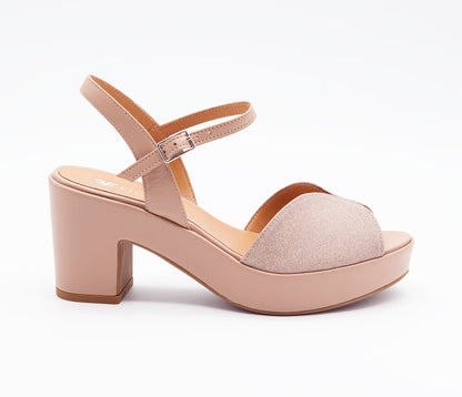 Figini - Sandali Platform con mascherina glitter Nude