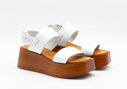 Figini - Sandali Wedge in vacchetta Bianca