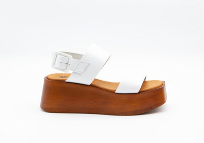 Figini - Sandali Wedge in vacchetta Bianca