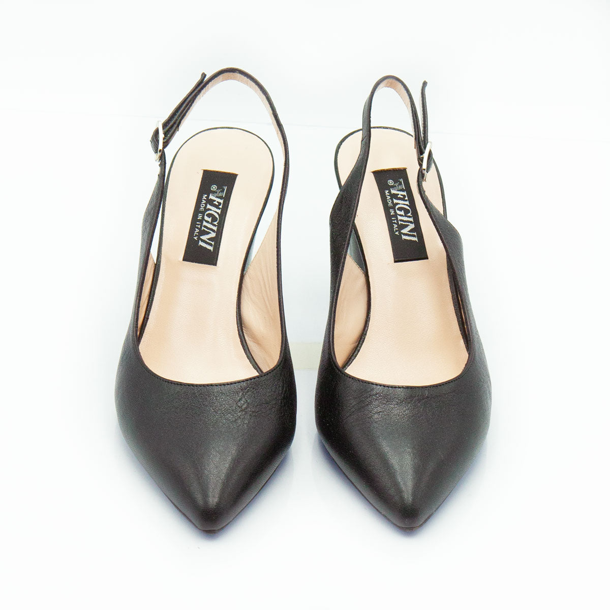 Figini - 7 cm heel black nappa slingback pump