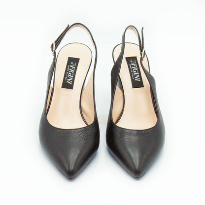 Figini - 7 cm heel black nappa slingback pump