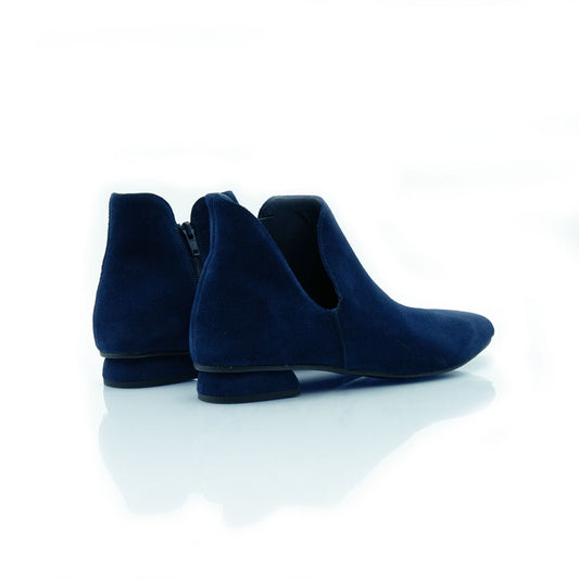 Figini - Open ankle boot with 2 cm heel in blue suede