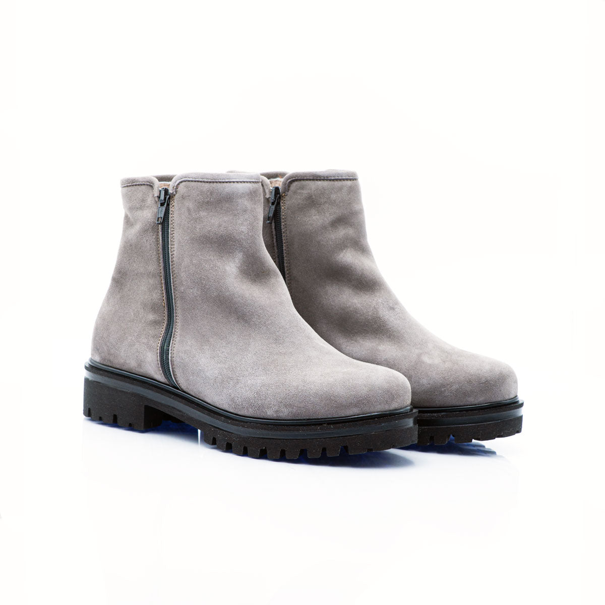 Figini- Taupe Suede Low Boot with Real 
Fur Lining