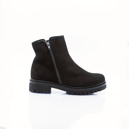 Figini- Black Low Boots with Real Fur Lining
