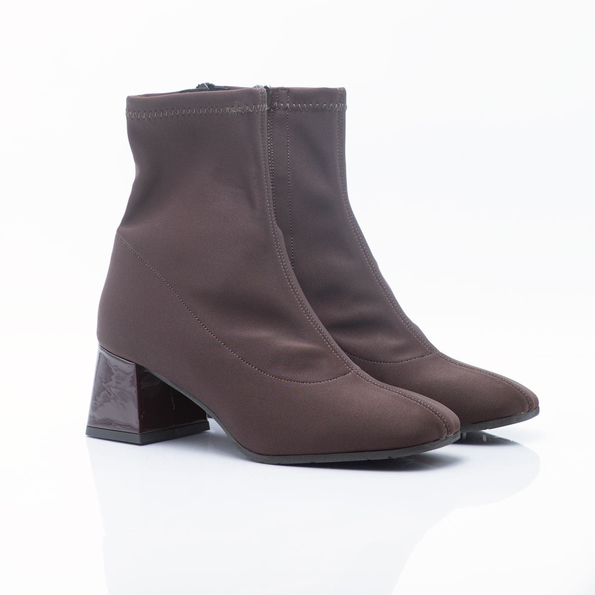 Figini - Brown fabric Ankle Boot with a laser-cut design