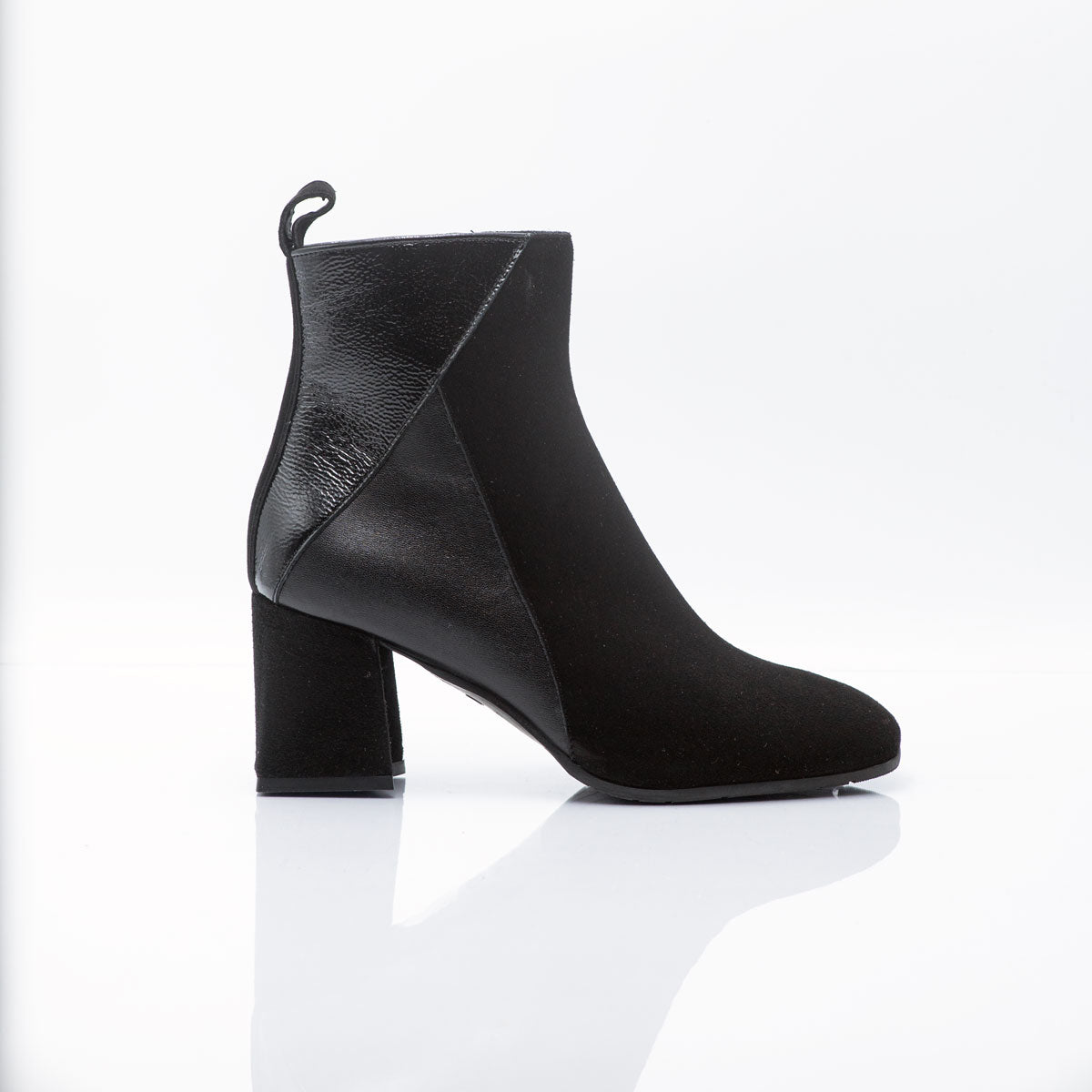 Figini - Black Ankle Boot In 3 textures with 7cm Heel