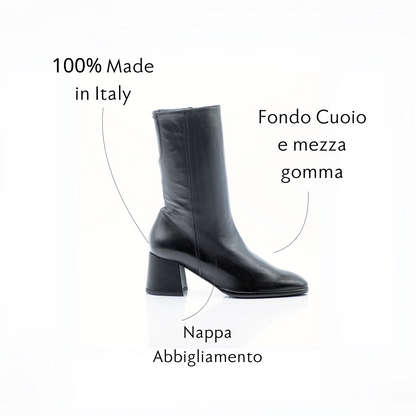 Figini - Stivaletto in Nappa Abbigliamento Tacco 5 cm Squadrato Nero