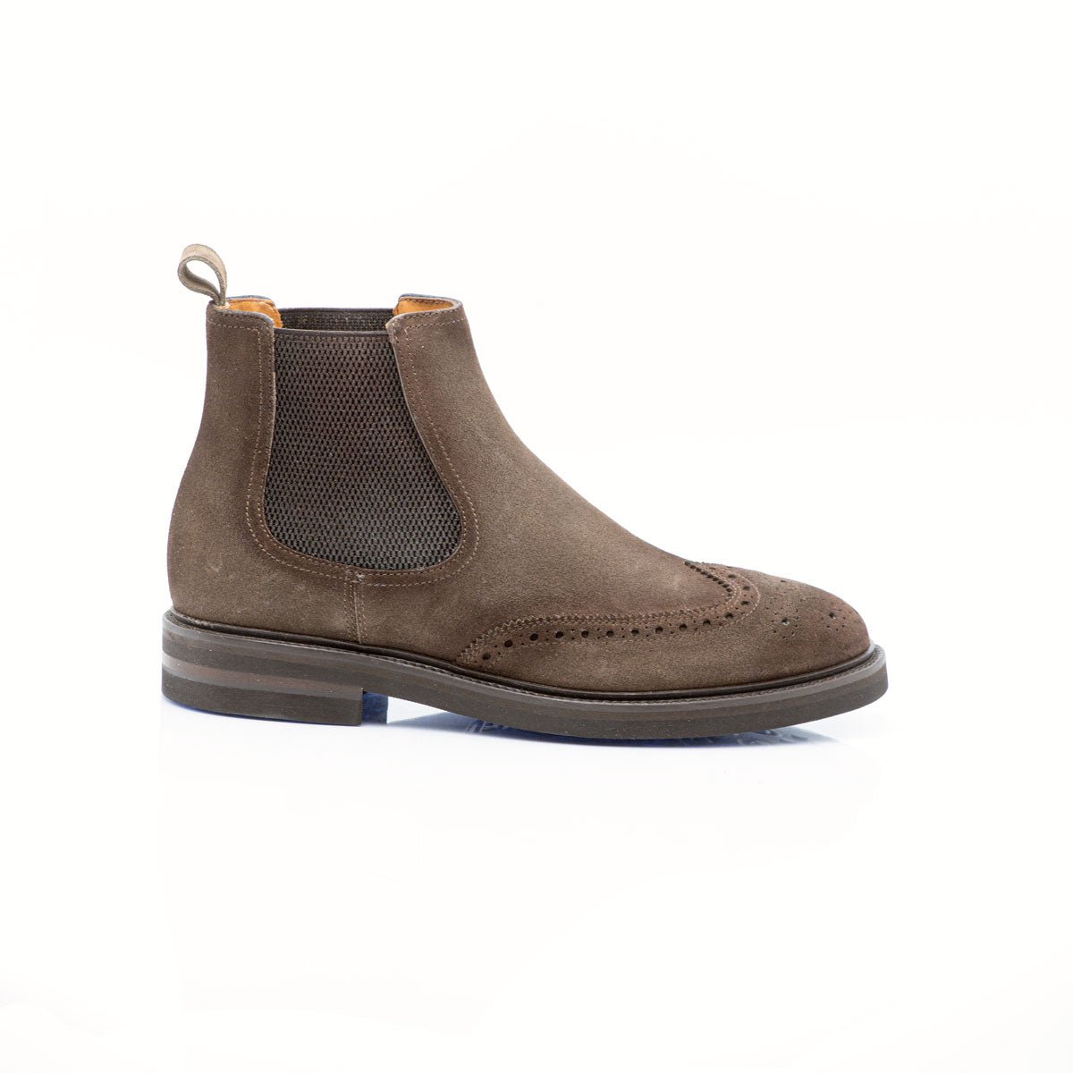 Figini Brown suede Brougue Chealsea Boots Figini Milano