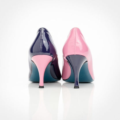 Figini - Décolleté Asimmetriche con tacco 7 cm in Vernice Rosa Viola - Figini Milano