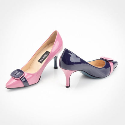 Figini - Décolleté Asimmetriche con tacco 7 cm in Vernice Rosa Viola - Figini Milano