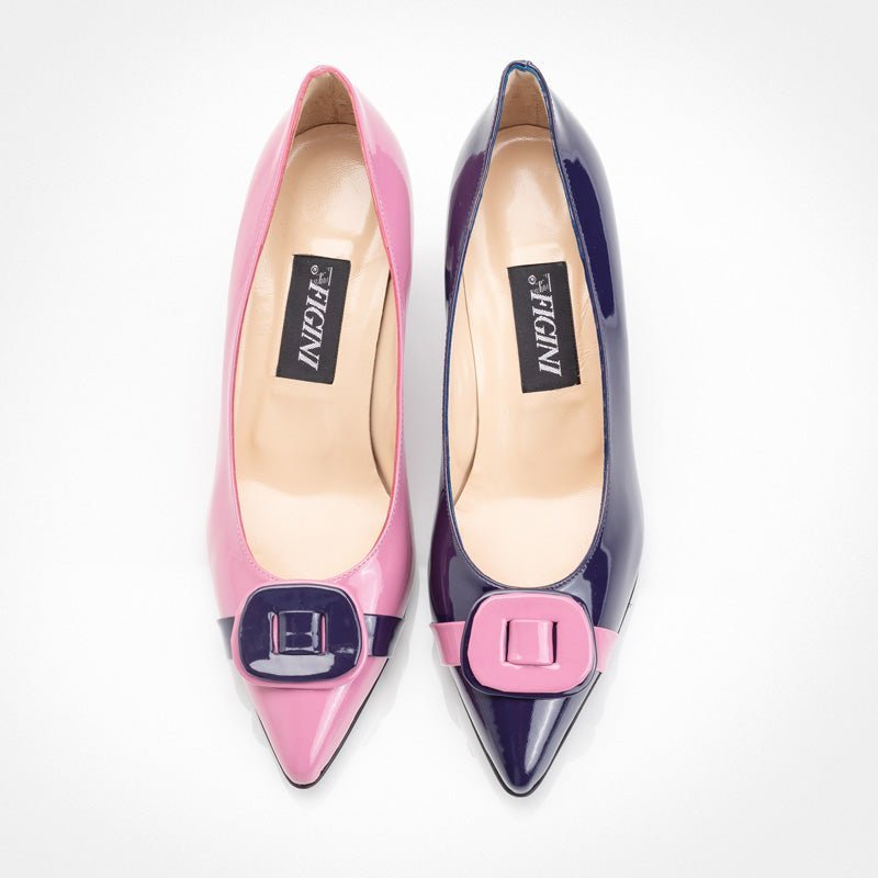 Figini - Décolleté Asimmetriche con tacco 7 cm in Vernice Rosa Viola - Figini Milano